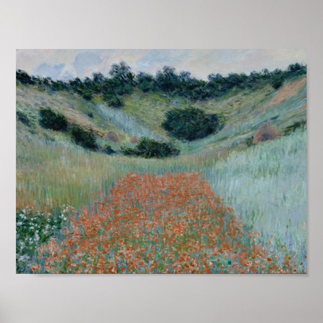 Claude Monet - Poppy Fält i Hollow nära Givern Poster (Framsidan)