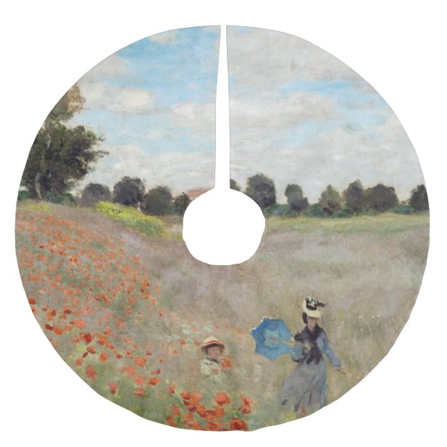 Claude Monet - Poppy Fält Julgransmatta Borstad Polyester (Framsidan)