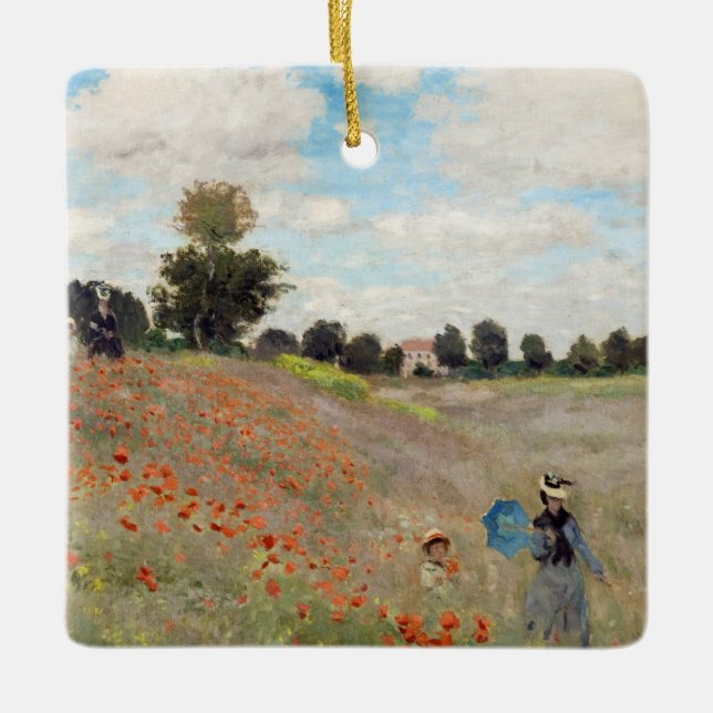 Claude Monet - Poppy Fält Julgransprydnad Keramik (Framsida)