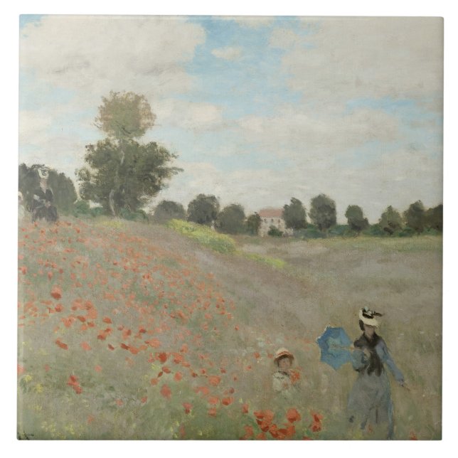 Claude Monet - Poppy Fält Kakelplatta (Framsidan)