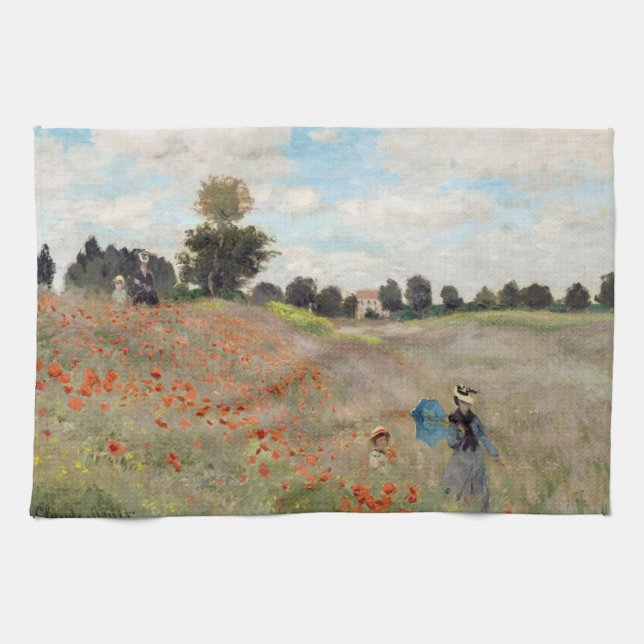 Claude Monet - Poppy Fält Kökshandduk (Horisontell)