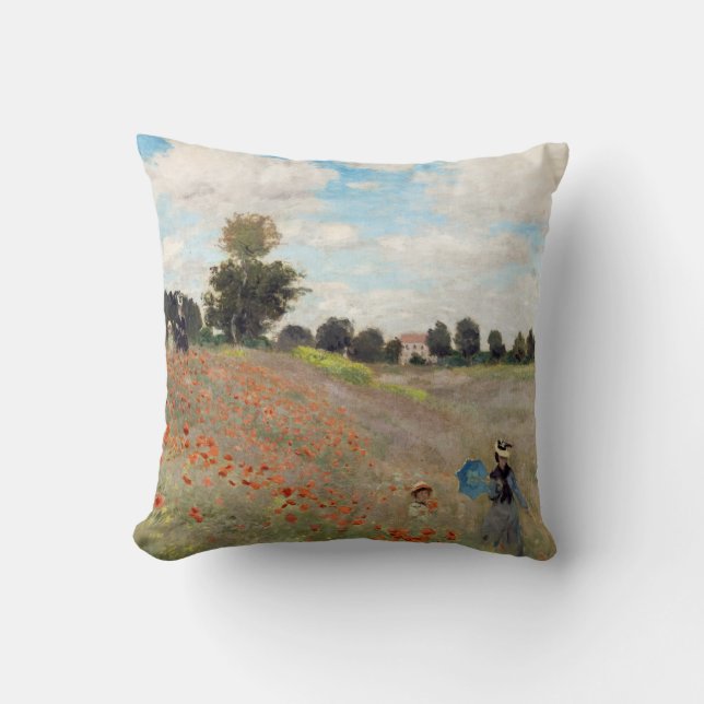 Claude Monet - Poppy Fält Kudde (Framsida)
