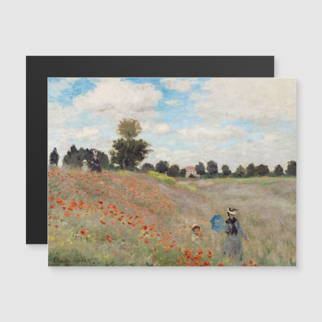 Claude Monet - poppy Fält Magnetic Card (Fram/baksida)