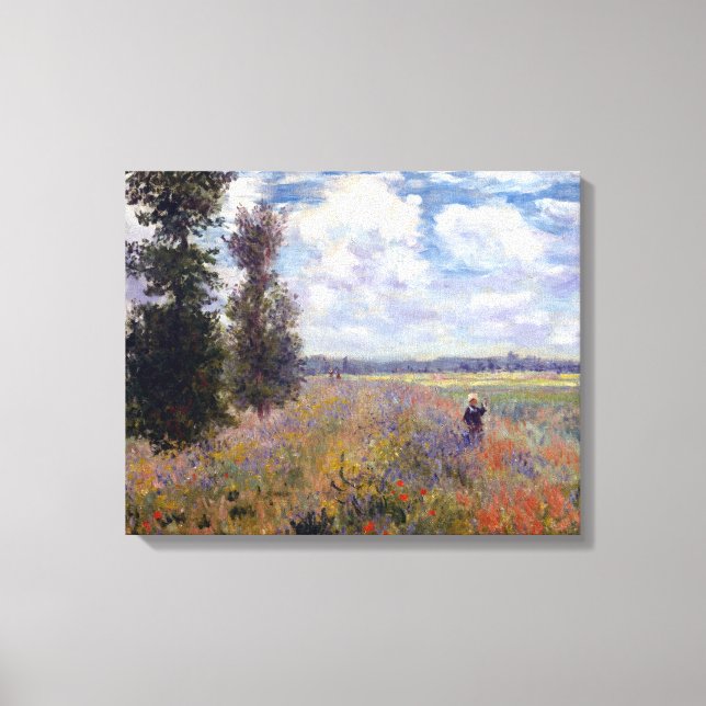 Claude Monet Poppy Fält nära Argenteuil Canvastryck (Framsida)