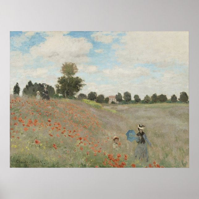 Claude Monet Poppy Fält nära Argenteuil Poster (Framsidan)