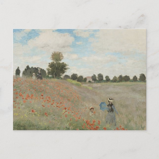 Claude Monet Poppy Fält nära Argenteuil Vykort (Framsida)