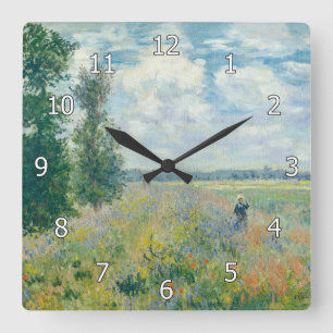 Claude Monet - Poppy Fält nära Argentina (1875) Fyrkantig Klocka