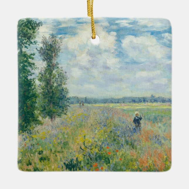 Claude Monet - Poppy Fält nära Argentina (1875) Julgransprydnad Keramik (Framsida)