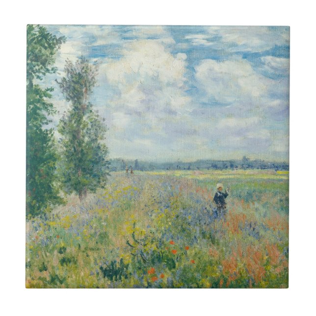 Claude Monet - Poppy Fält nära Argentina (1875) Kakelplatta (Framsidan)