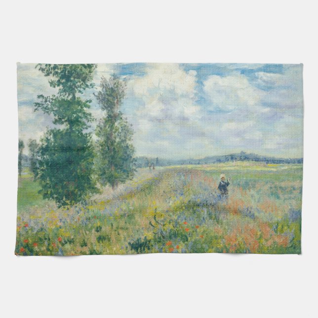 Claude Monet - Poppy Fält nära Argentina (1875) Kökshandduk (Horisontell)