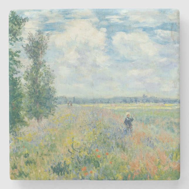 Claude Monet - Poppy Fält nära Argentina (1875) Stenunderlägg (Framsidan)
