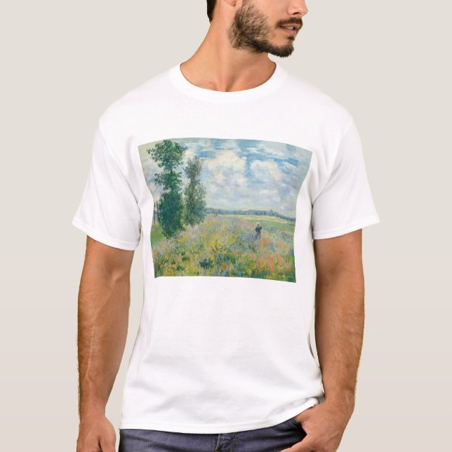 Claude Monet - Poppy Fält nära Argentina (1875) T Shirt (Framsida)
