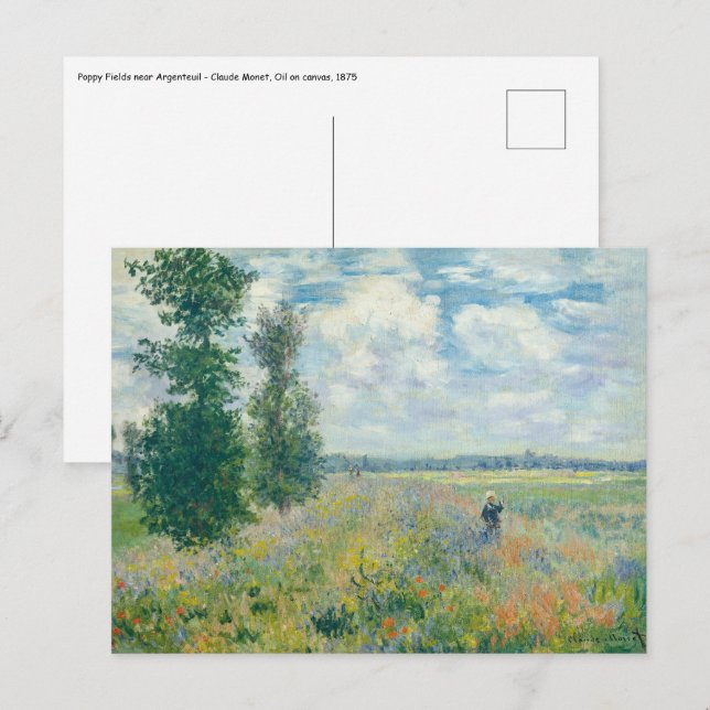 Claude Monet - Poppy Fält nära Argentina (1875) Vykort (Fram/baksida)