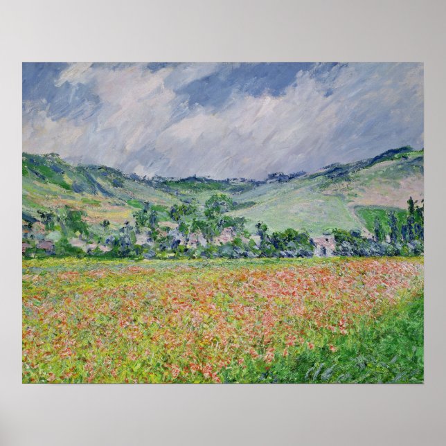 Claude Monet | Poppy Fält nära Giverny, 1885 Poster (Framsidan)