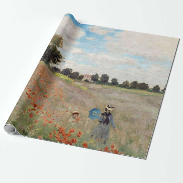 Claude Monet - Poppy Fält Presentpapper (Utrullad)