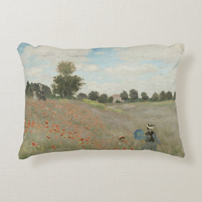 Claude Monet - Poppy Fält Prydnadskudde (Framsidan)