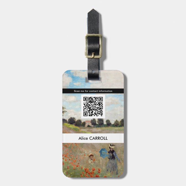 Claude Monet - Poppy Fält - QR-kod Bagagebricka (Vertikal Framsida)