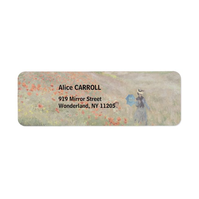 Claude Monet - Poppy Fält Returadress Etikett (Framsidan)