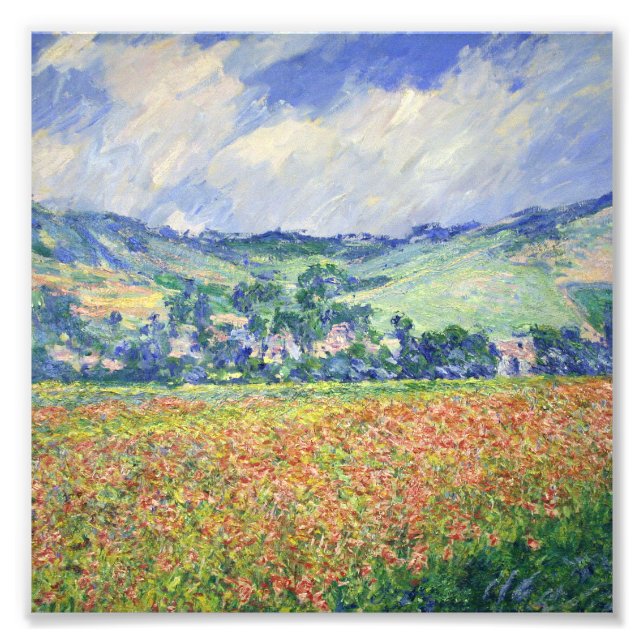 Claude Monet - Poppy Fält, utkanten av Giverny, Fototryck (Framsidan)