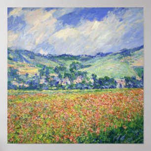 Claude Monet - Poppy Fält, utkanten av Giverny, Poster