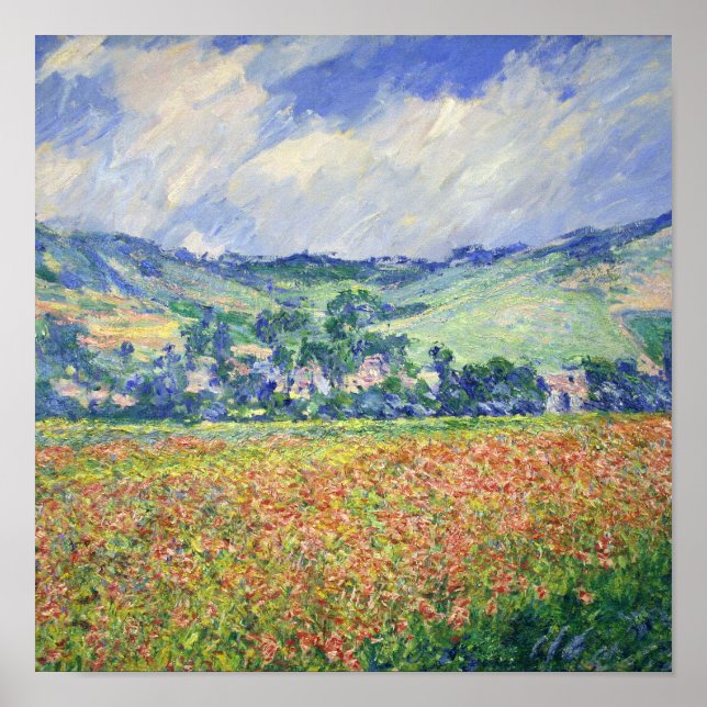 Claude Monet - Poppy Fält, utkanten av Giverny, Poster (Framsidan)