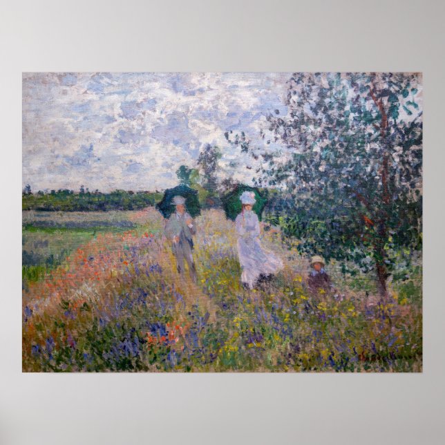 Claude Monet - Promenad nära Argenteuil Poster (Framsidan)