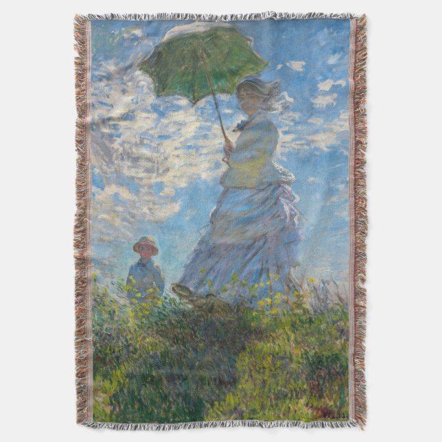 Claude Monet - Promenen, Woman med parasol Filt (Framsidan Vertikal)