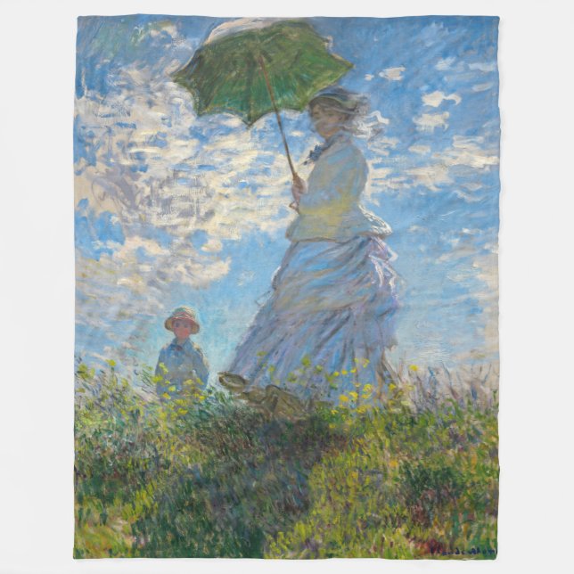 Claude Monet - Promenen, Woman med parasol Fleecefilt (Framsidan)