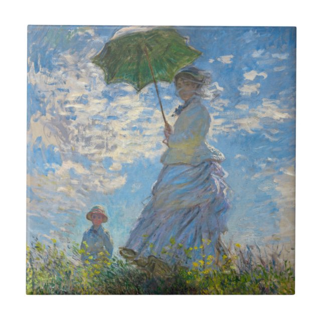 Claude Monet - Promenen, Woman med parasol Kakelplatta (Framsidan)