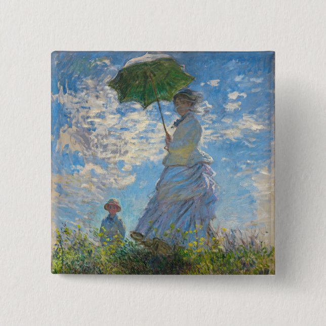 Claude Monet - Promenen, Woman med parasol Knapp (Framsida)