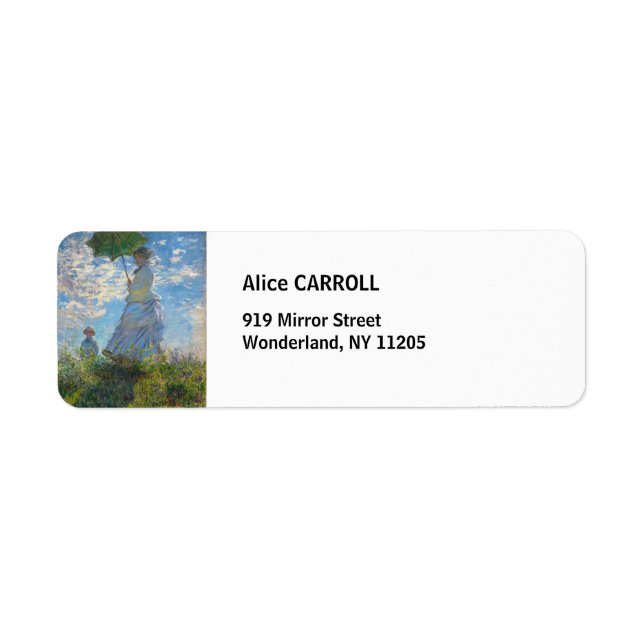 Claude Monet - Promenen, Woman med parasol Returadress Etikett (Framsidan)