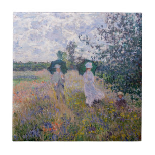 Claude Monet - Promenstranden nära Argentina Kakelplatta
