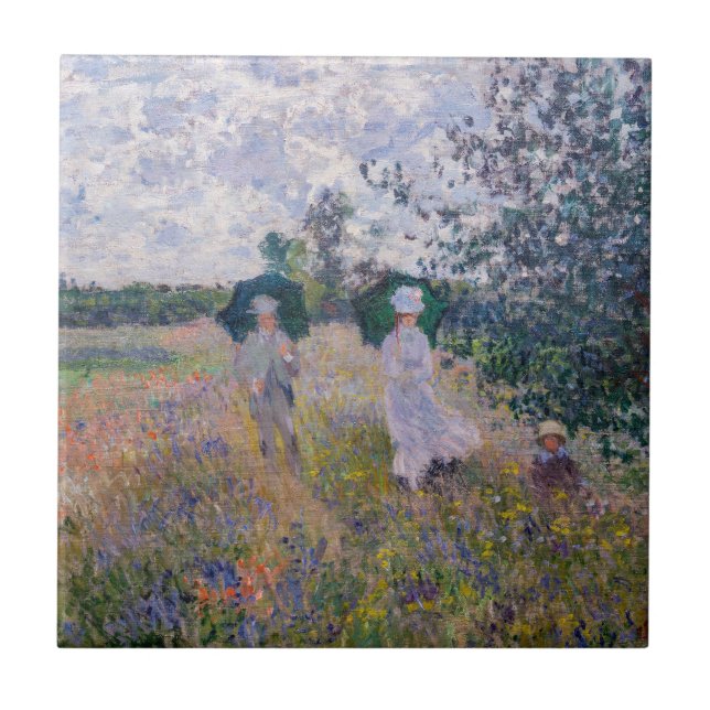 Claude Monet - Promenstranden nära Argentina Kakelplatta (Framsidan)