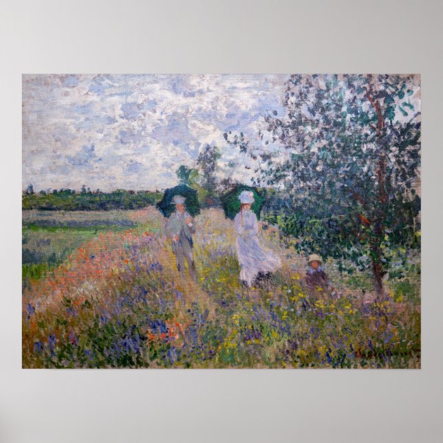 Claude Monet - Promenstranden nära Argentina Poster (Framsidan)