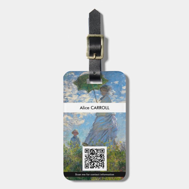 Claude Monet - Promenstranden - QR-kod Bagagebricka (Vertikal Framsida)
