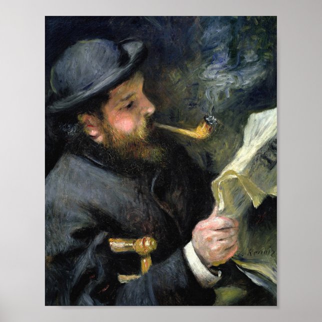 Claude Monet Reading - Pierre Auguste Renoir Poster (Framsidan)