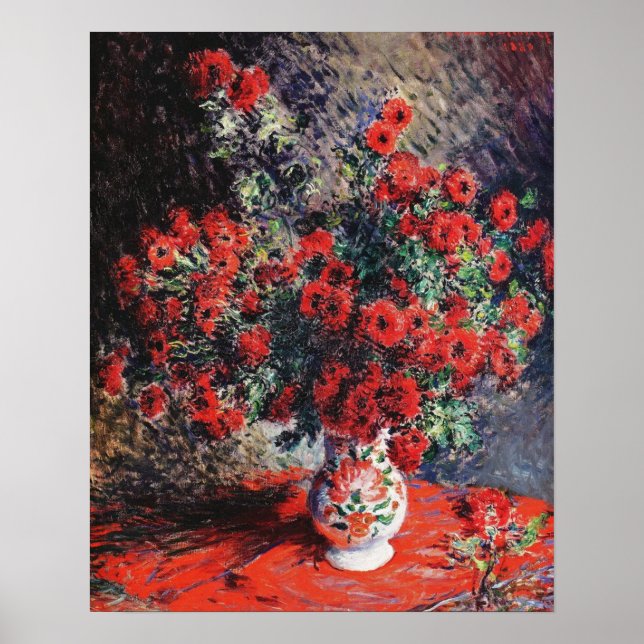 Claude Monet_Red Chrysanthemums Flowers - Poster (Framsidan)