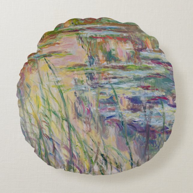Claude Monet | reflexioner på vatten, 1917 Rund Kudde (Framsidan)