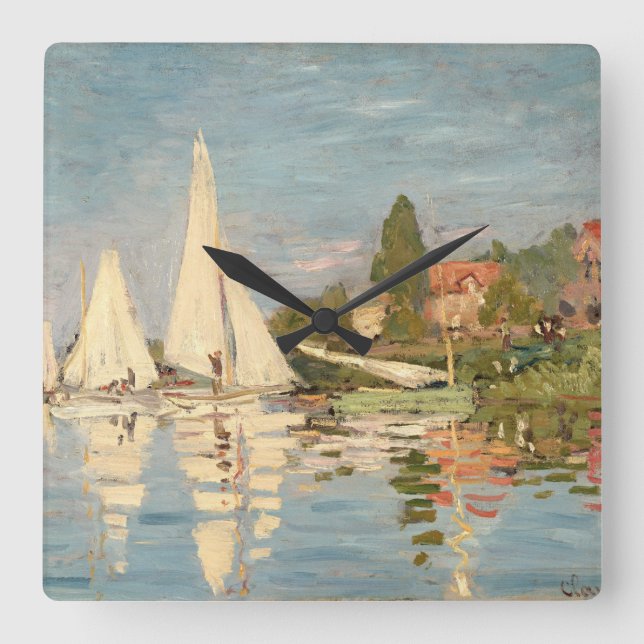 Claude Monet | Regatta i Argentina, c.1872 Fyrkantig Klocka (Framsida)