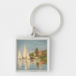 Claude Monet   Regatta på Argenteuil, c.1872 Fyrkantig Silverfärgad Nyckelring