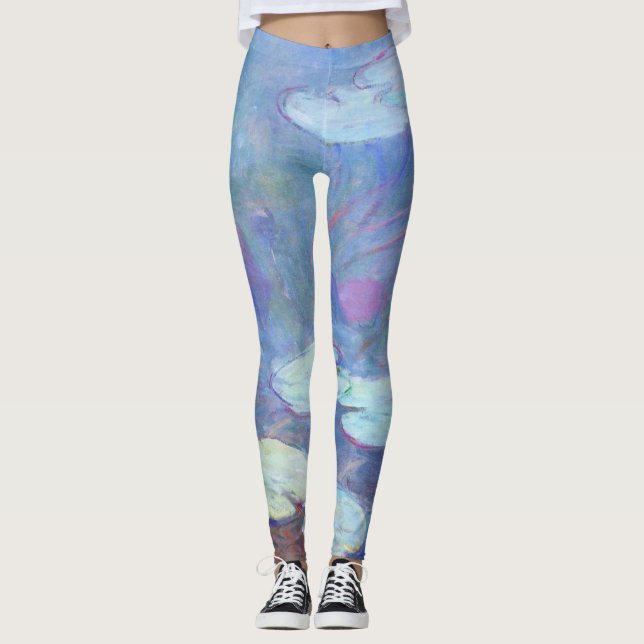 Claude Monet Rosa Vatten Lilies GalleryHD Fine Art Leggings (Framsida)