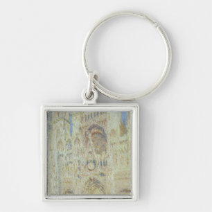 Claude Monet   Rouen domkyrka på solnedgången, Fyrkantig Silverfärgad Nyckelring