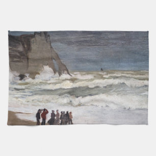 Claude Monet - Rough Sea at Etretat Kökshandduk