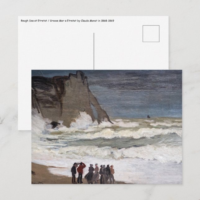 Claude Monet - Rough Sea at Etretat Vykort (Fram/baksida)