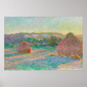 Claude Monet-säckar av vete, slutet av sommarkonst Poster