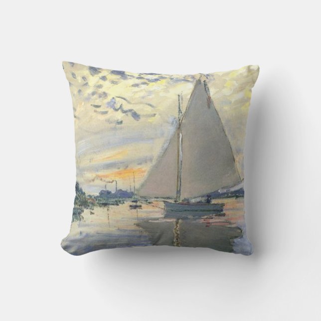 Claude Monet - Sailboat at Le Petit Gennevilliers Kudde (Framsida)