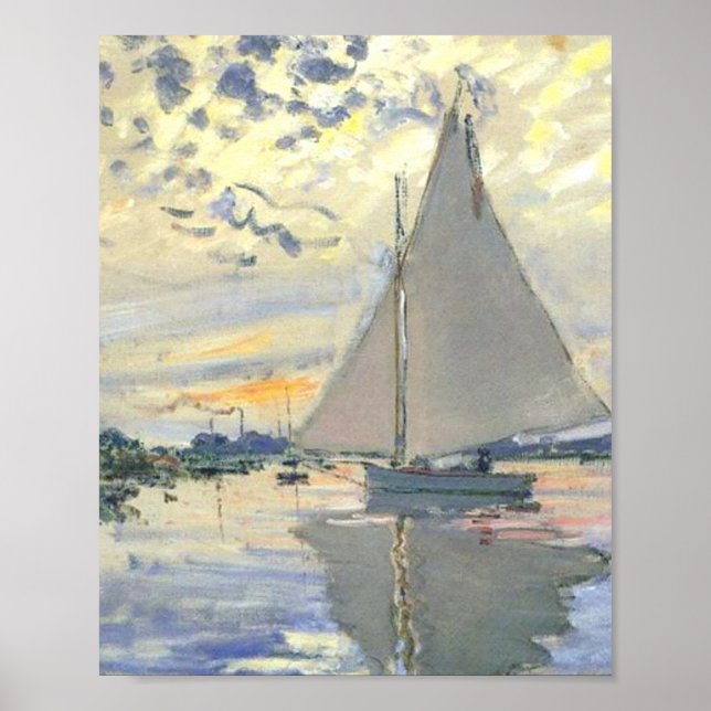 Claude Monet - Sailboat at Le Petit Gennevilliers Poster (Framsidan)