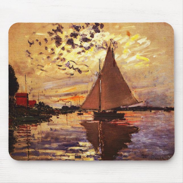 Claude Monet-Sailboat på Le Petit-Gennevilliers Musmatta (Framsidan)