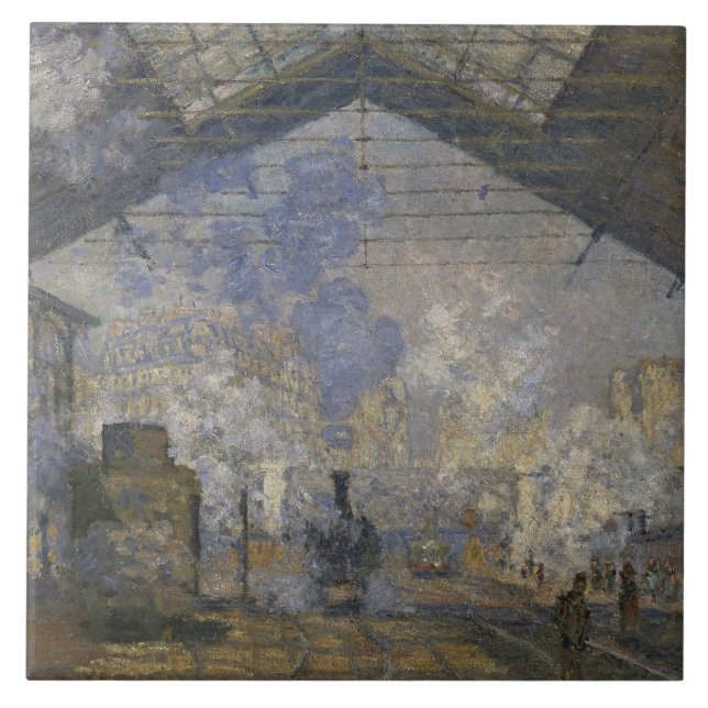 Claude Monet - Saint-Lazare-Station Kakelplatta (Framsidan)