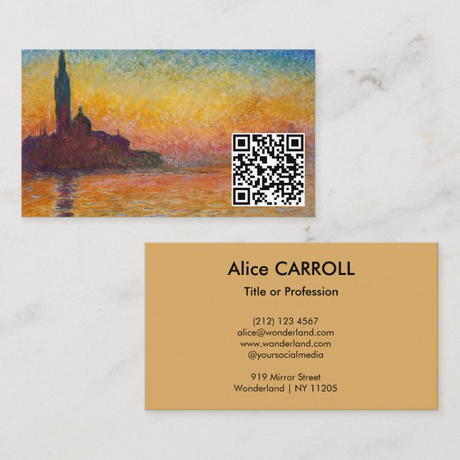 Claude Monet - San Giorgio Maggiore Dusk - QR-kod Visitkort (Fram/baksida)